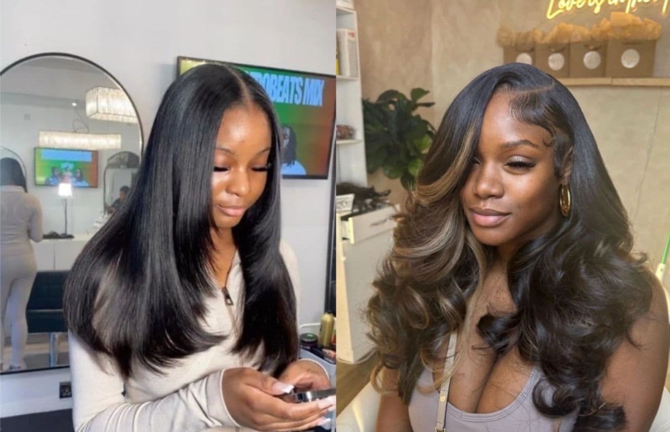 Sleek straight sew-in